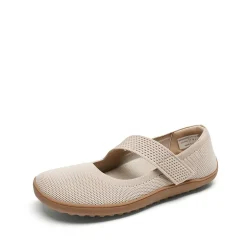 Ascenelle Women’s Wide-Sole Mary Jane Flats Knit Edition