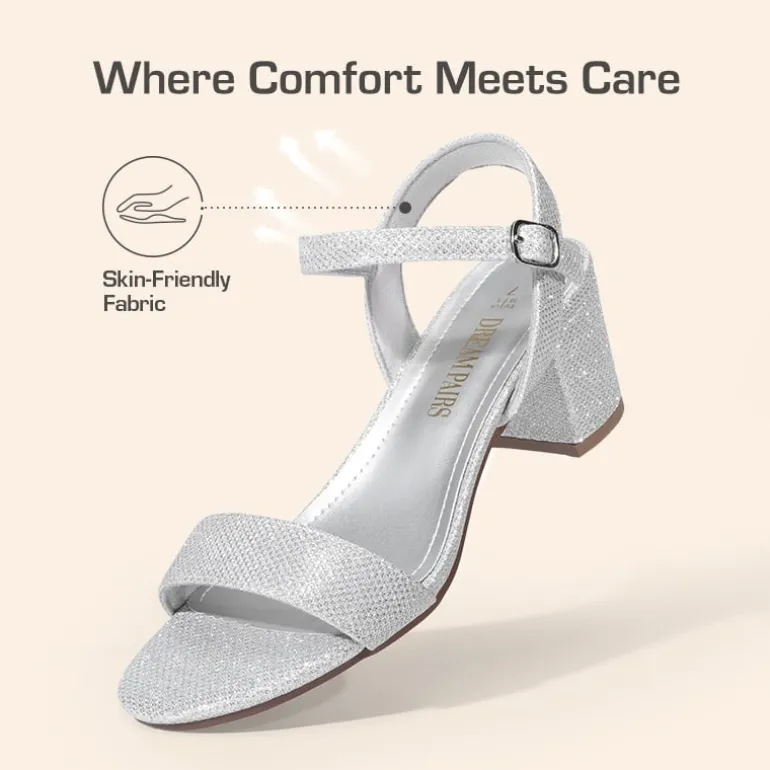 Ascenelle Women’s Wide-Toe Single-Strap Block Heel Sandals