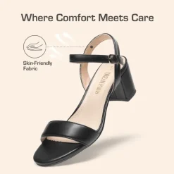 Ascenelle Women’s Wide-Toe Single-Strap Block Heel Sandals