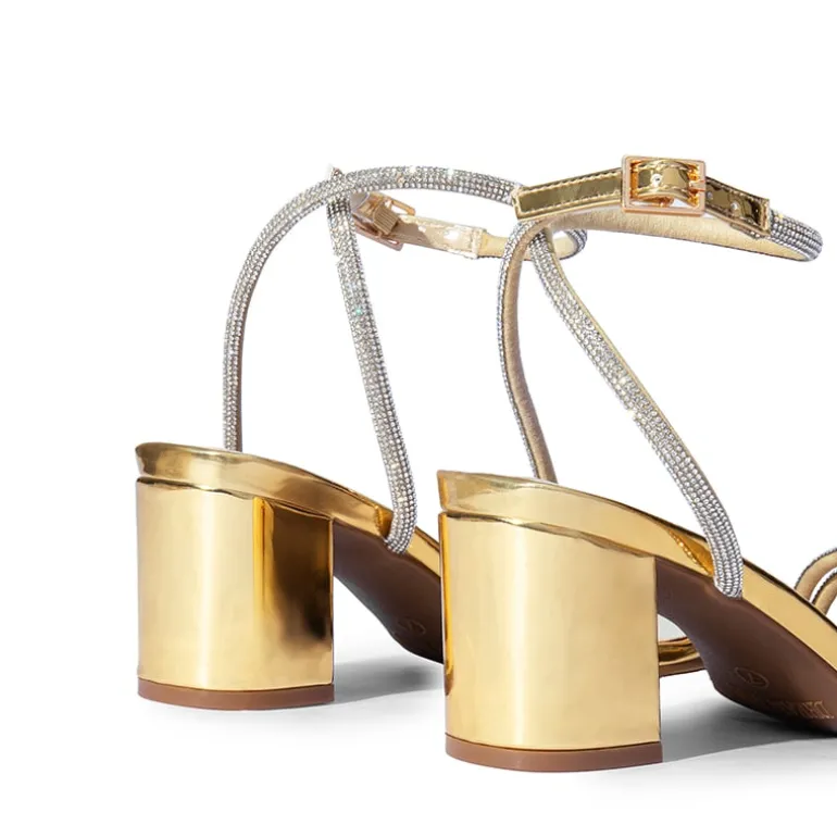 Asymmetric Strap Block Heel Sandals
