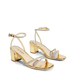 Asymmetric Strap Block Heel Sandals
