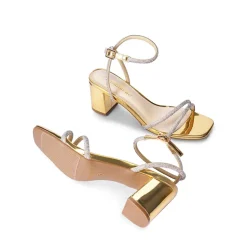 Asymmetric Strap Block Heel Sandals