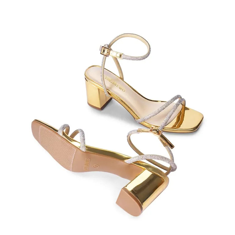 Asymmetric Strap Block Heel Sandals