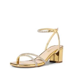 Asymmetric Strap Block Heel Sandals
