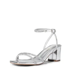 Asymmetric Strap Block Heel Sandals