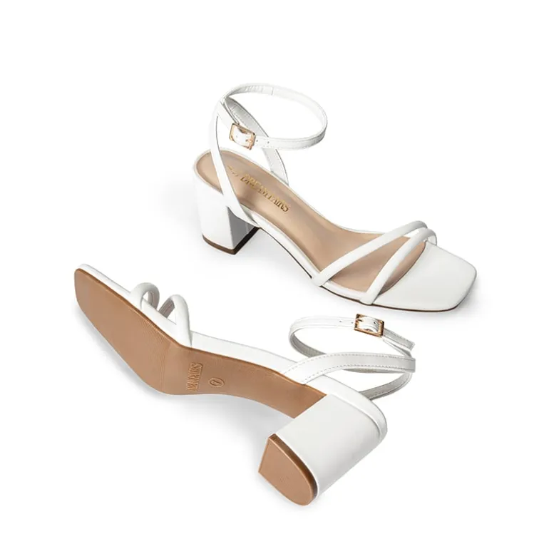 Asymmetric Strap Block Heel Sandals