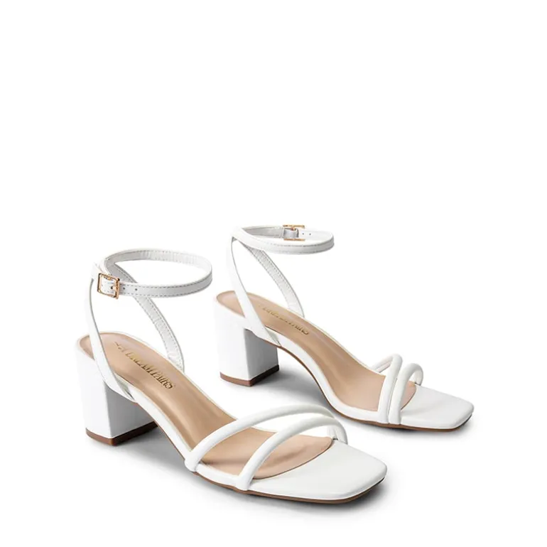 Asymmetric Strap Block Heel Sandals