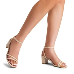 Asymmetric Strap Block Heel Sandals