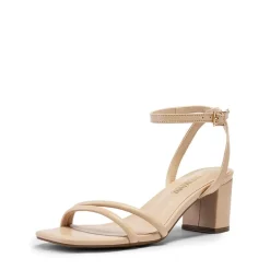 Asymmetric Strap Block Heel Sandals