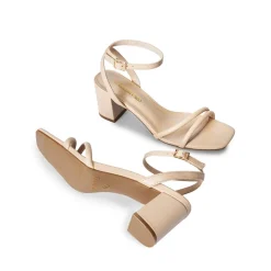 Asymmetric Strap Block Heel Sandals
