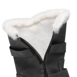 Black Leather Mid Calf Snow Boots