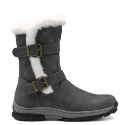 Black Leather Mid Calf Snow Boots