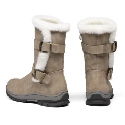 Black Leather Mid Calf Snow Boots