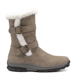 Black Leather Mid Calf Snow Boots