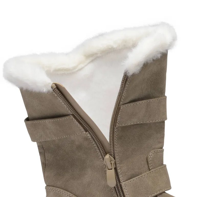 Black Leather Mid Calf Snow Boots
