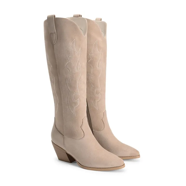 Block Heel Knee-high Cowgirl Boots