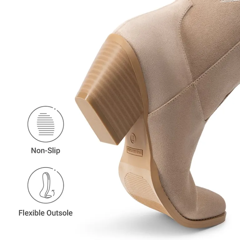 Block Heel Knee-high Cowgirl Boots