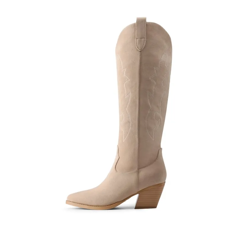 Block Heel Knee-high Cowgirl Boots