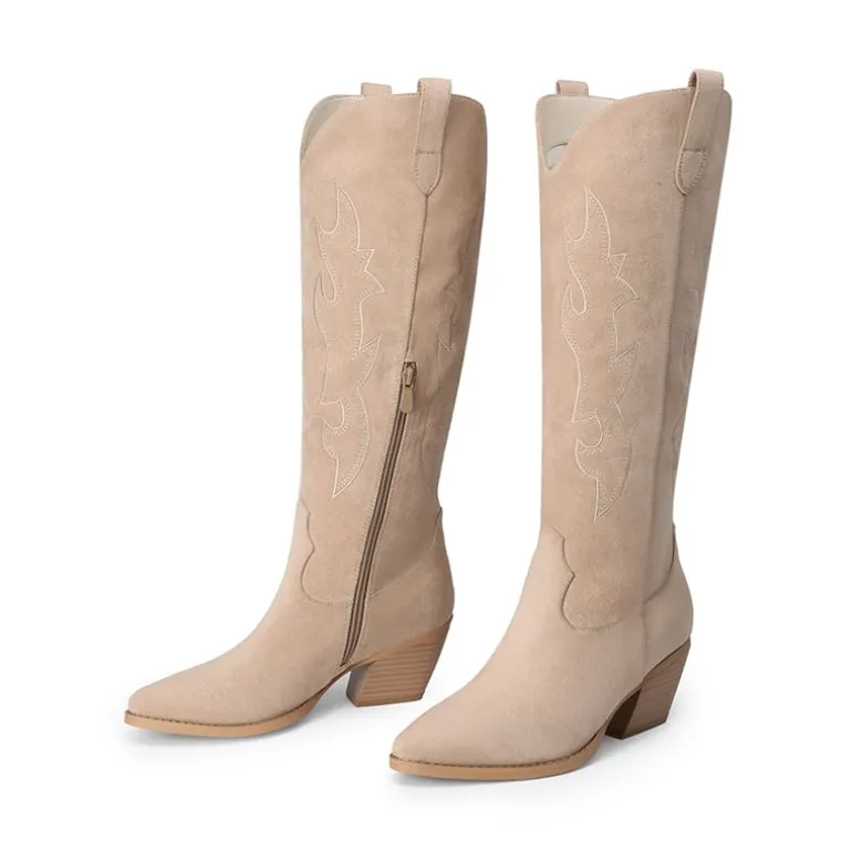Block Heel Knee-high Cowgirl Boots