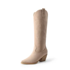 Block Heel Knee-high Cowgirl Boots