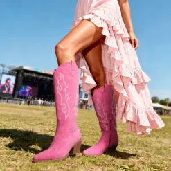 Block Heel Knee-high Cowgirl Boots