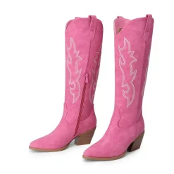 Block Heel Knee-high Cowgirl Boots