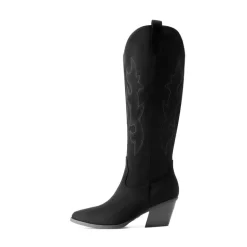 Block Heel Knee-high Cowgirl Boots