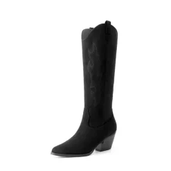 Block Heel Knee-high Cowgirl Boots