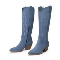 Block Heel Knee-high Cowgirl Boots