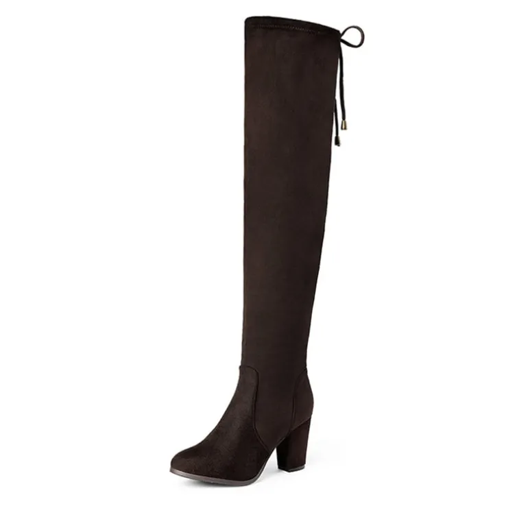 Block Heel Over The Knee Boots