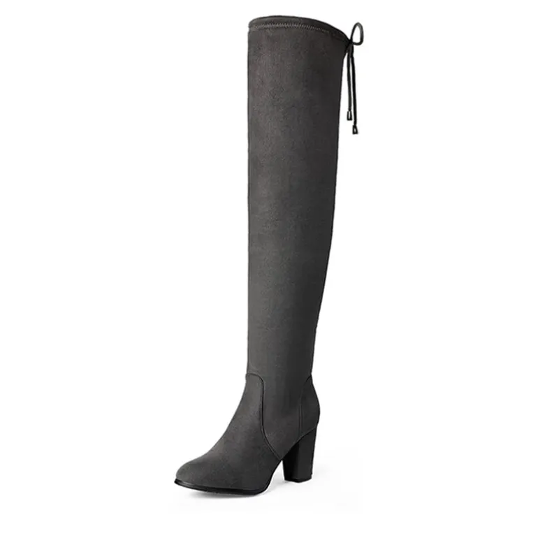 Block Heel Over The Knee Boots