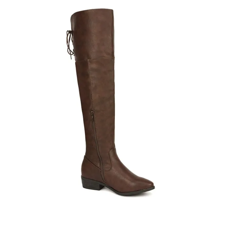 Block Heel Over The Knee High Boots