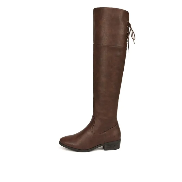 Block Heel Over The Knee High Boots