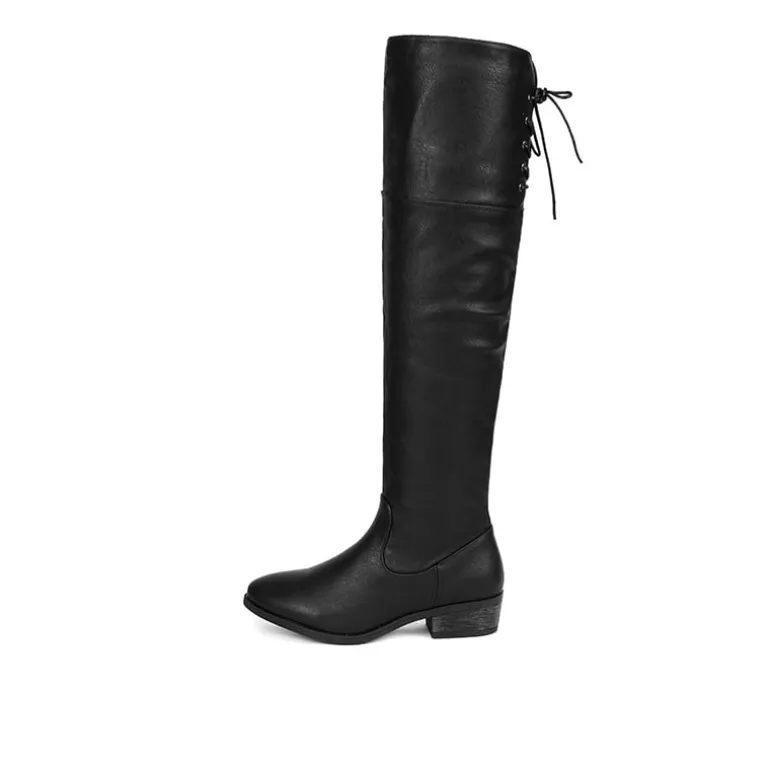 Block Heel Over The Knee High Boots
