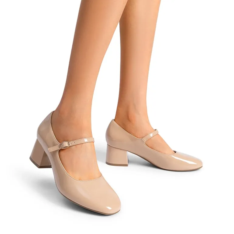 Block Heel Square Toe Mary Jane Pumps