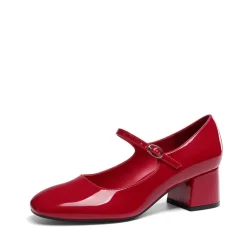 Block Heel Square Toe Mary Jane Pumps