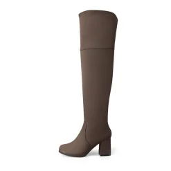 Block Heel Suede Over The Knee Boots