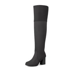 Block Heel Suede Over The Knee Boots