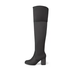 Block Heel Suede Over The Knee Boots
