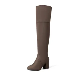 Block Heel Suede Over The Knee Boots