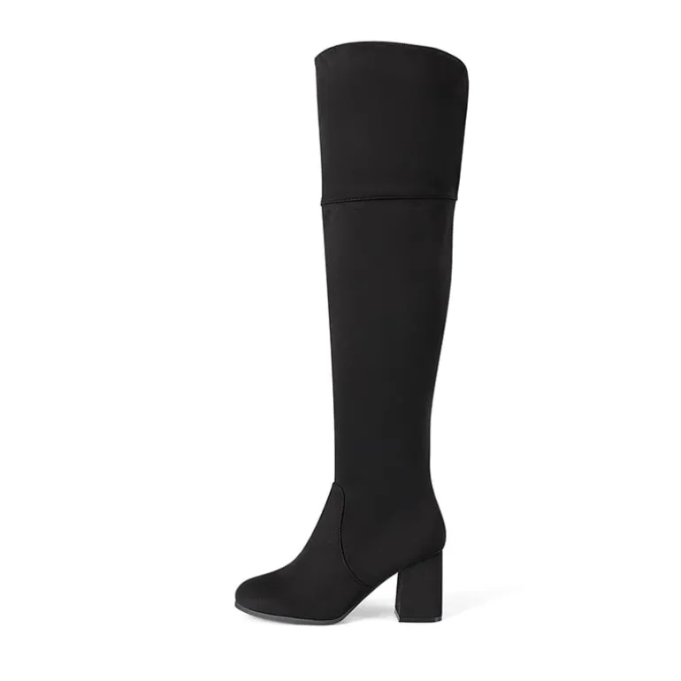 Block Heel Suede Over The Knee Boots