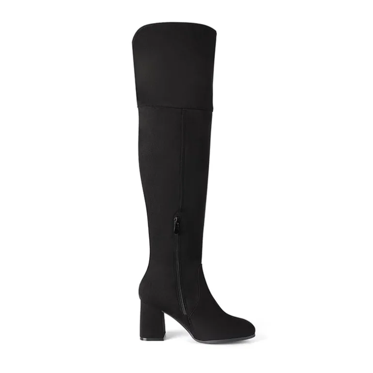 Block Heel Suede Over The Knee Boots