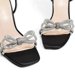Bowknots Square Toe Rhinestone Heels