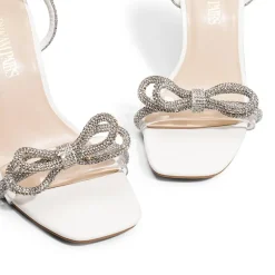 Bowknots Square Toe Rhinestone Heels