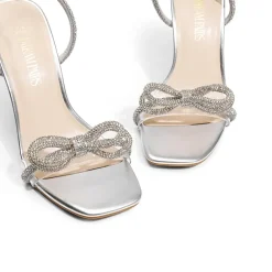Bowknots Square Toe Rhinestone Heels