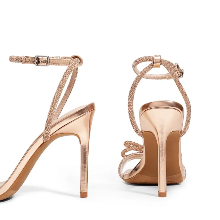 Bowknots Square Toe Rhinestone Heels