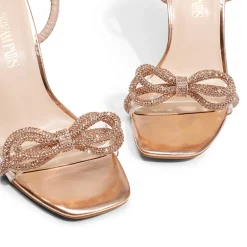 Bowknots Square Toe Rhinestone Heels