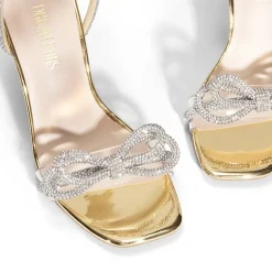 Bowknots Square Toe Rhinestone Heels