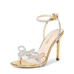 Bowknots Square Toe Rhinestone Heels