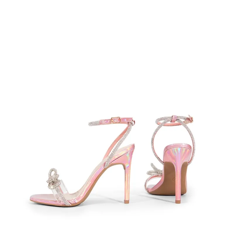 Bowknots Square Toe Rhinestone Heels